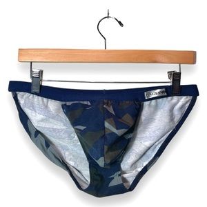 NWT Modus Vivendi Slip Tanga in Blue Camo Print - Size XL